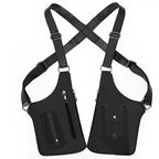 Men's Back Crossbody Bags Double Shoulder Strap Multi-Pocket Outdoor Anti-Theft Tactical Vest Chest Bag Waterproof PU Leather