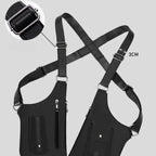 Men's Back Crossbody Bags Double Shoulder Strap Multi-Pocket Outdoor Anti-Theft Tactical Vest Chest Bag Waterproof PU Leather